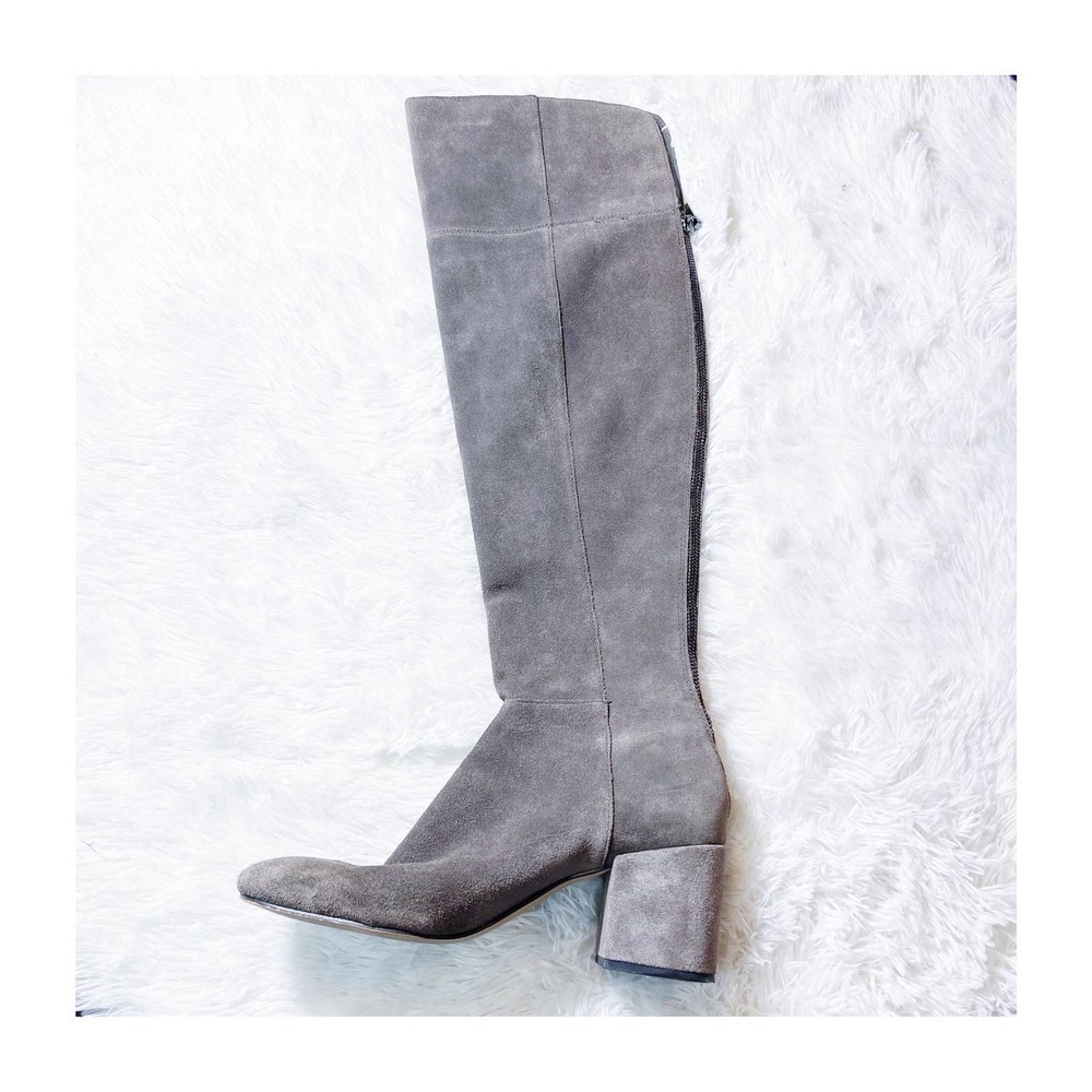 Dolce Vita Knee High Zip Suede Boots Dark Gray/Brn SZ9